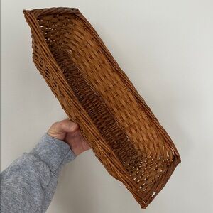 Vintage Wicker Rectangular Basket Classic MCM Tan/Lt Brown Apprx 13.25x6x4 EVC